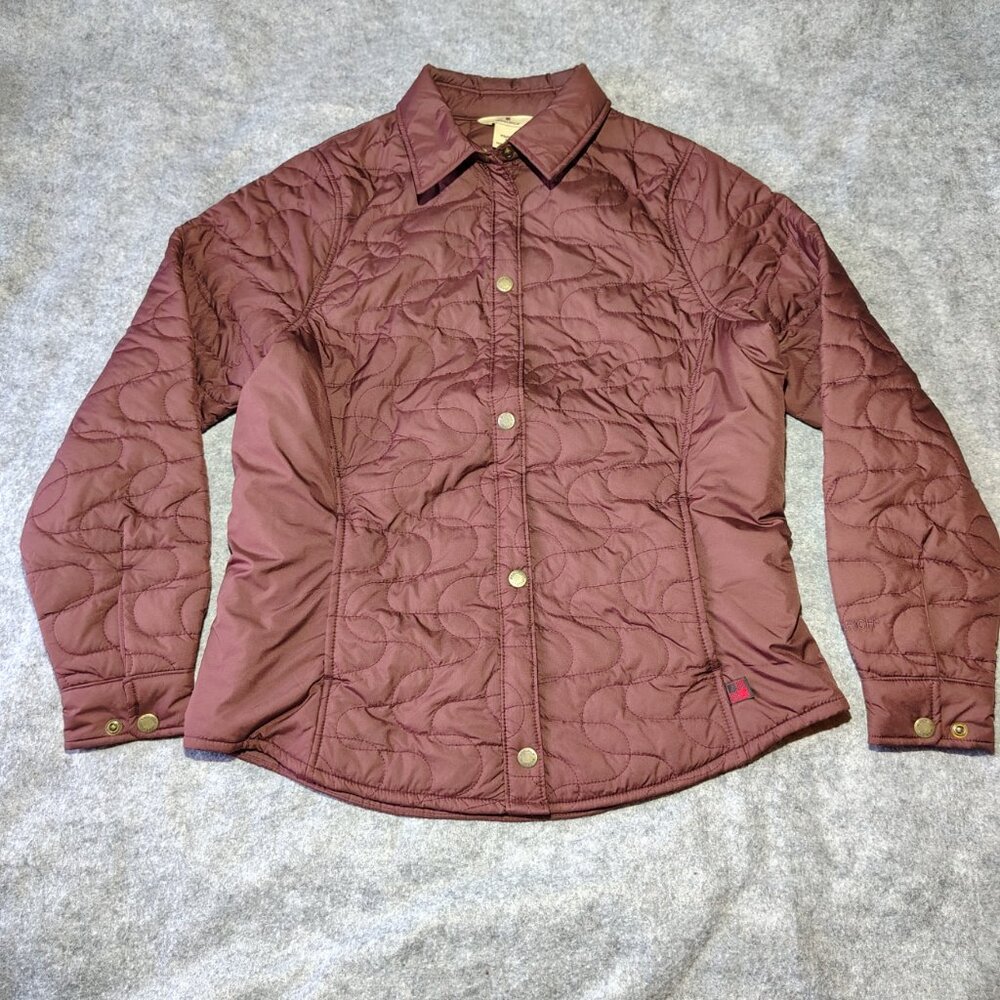 Woolrich Jacket Womens Lightweight Snap Front Quilted Shacket Cabernet Small